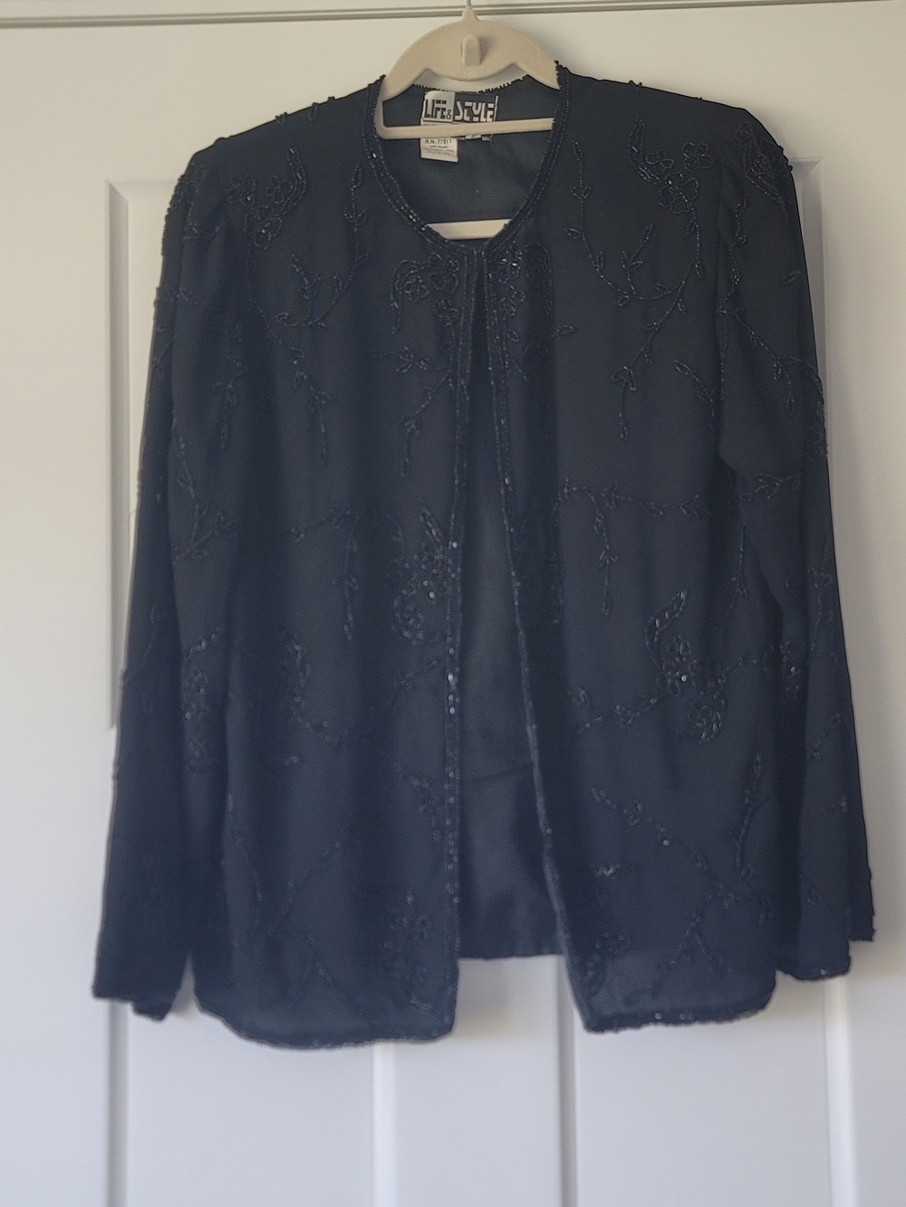 Vintage Life & Style NY Beaded Open Front Jacket